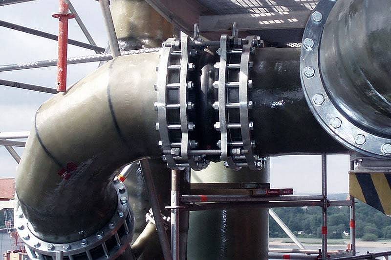 Ringleitung aus PP/GFK für den Rauchgaswäscher in einem Kraftwerk