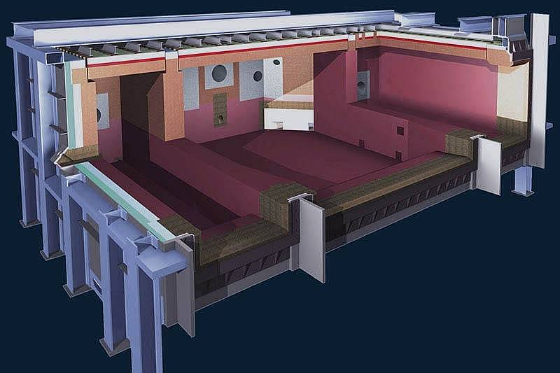 Aufbau feuerfeste Auskleidung in einem Schmelzofen für Aluminium