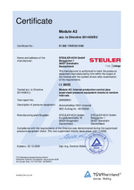 TÜV Certificate Pressure Equipment Module A2 2026